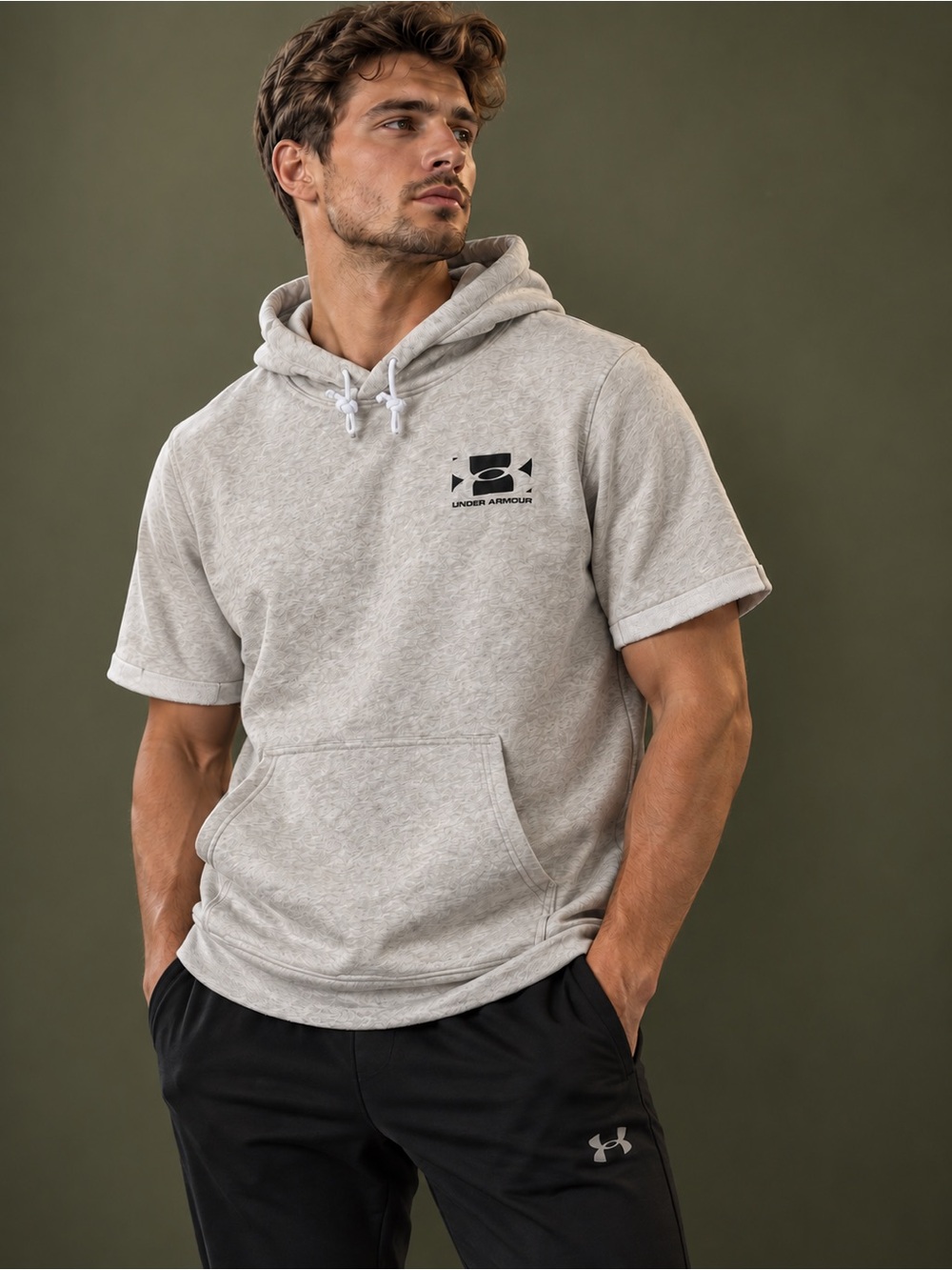 Under Armour Men’s XXL Short Sleeve Hoodie Pullover Oatmeal